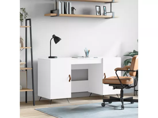Bureau blanc 140x50x75 cm bois d'ingénierie