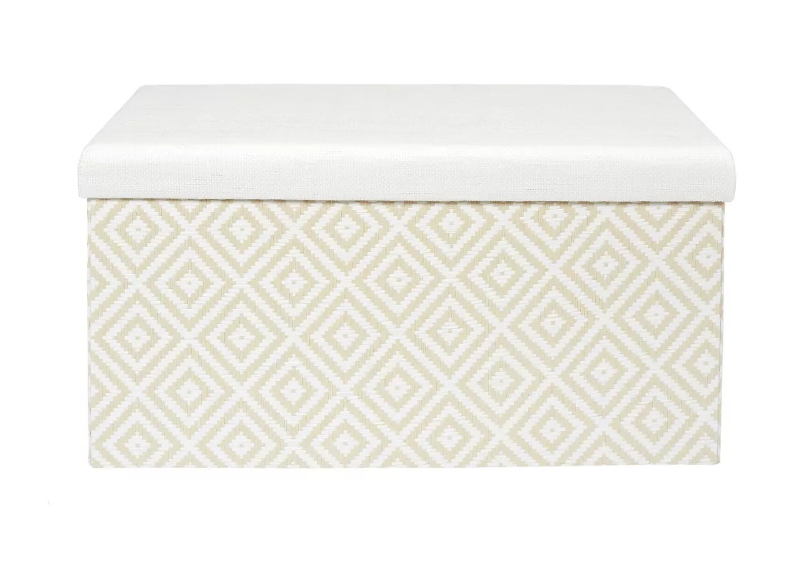 Coffre Banc Pliable Tresse Blanc