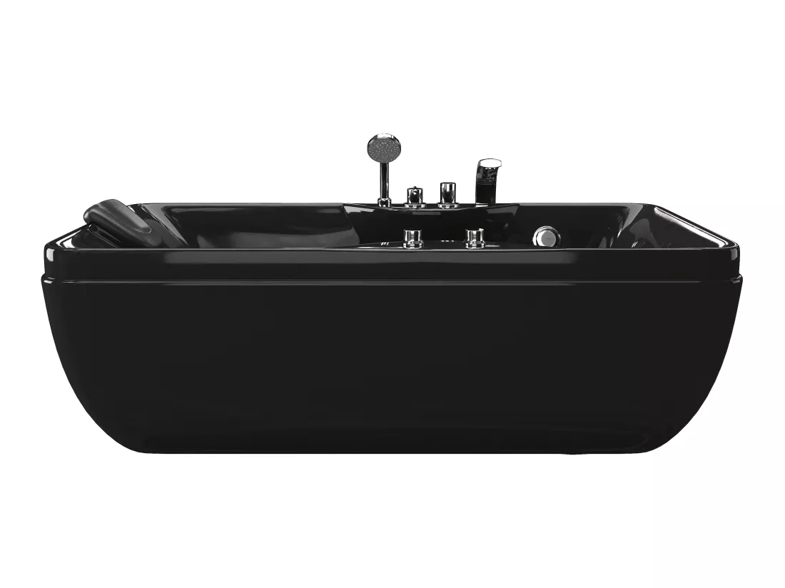 Baignoire balnéo noire - 1 place - 140L - 150 x 75 x 54,5 cm - Angle droit - GAVINO
