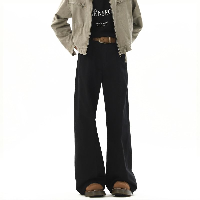 VEAZ - Mid Rise Plain Wide Leg Broek