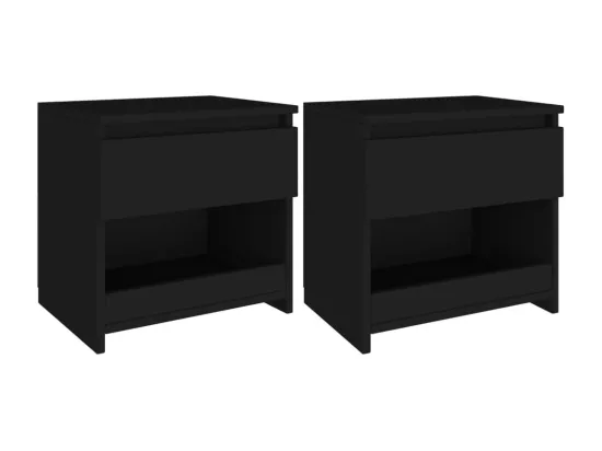 Tables de chevet 2 pièces Noir 40x30x39 cm Aggloméré