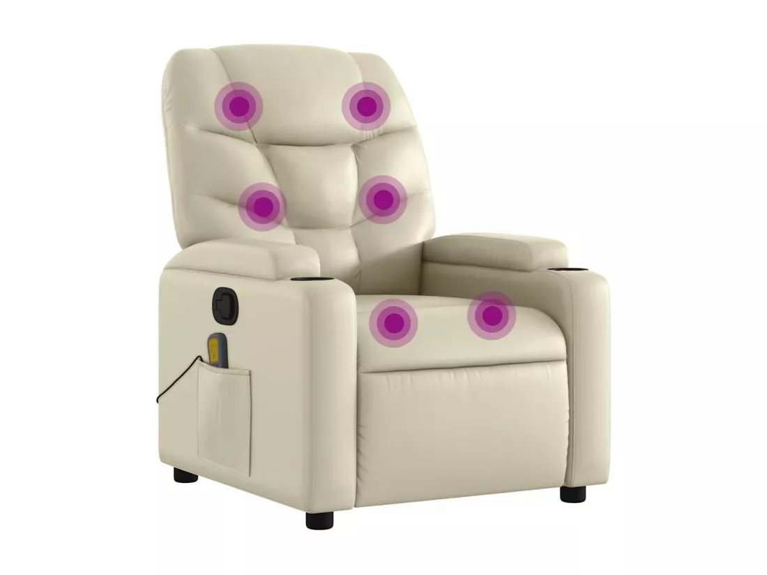 Fauteuil inclinable de massage Crème Similicuir