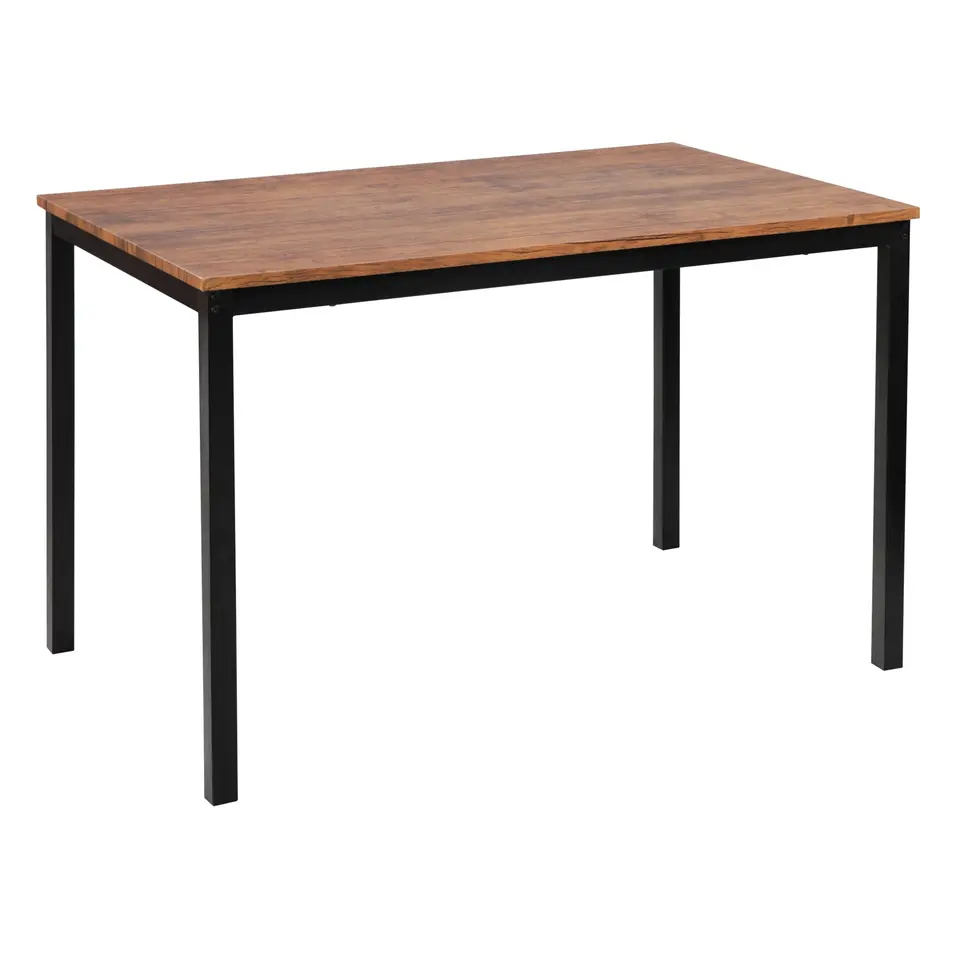 Eettafel voor 4 personen van metaal en bruin hout L120