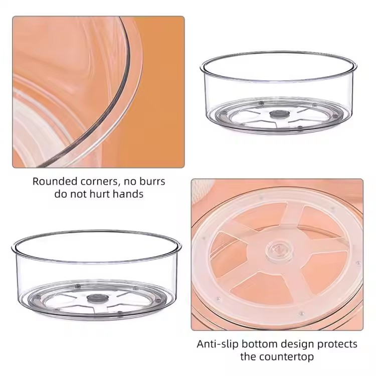 (Ø24cm) Drehteller Küchen Organizer 360º Grad Kühlschrank Turn Table Platte Gewürzregal - Transparent