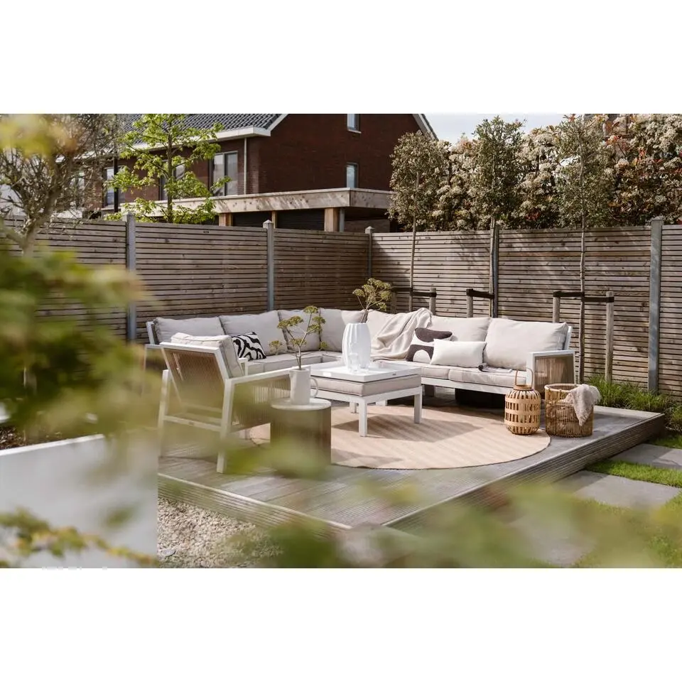 Interieur05 rond buitenkleed jute naturel zigzag - 240 x 240 cm