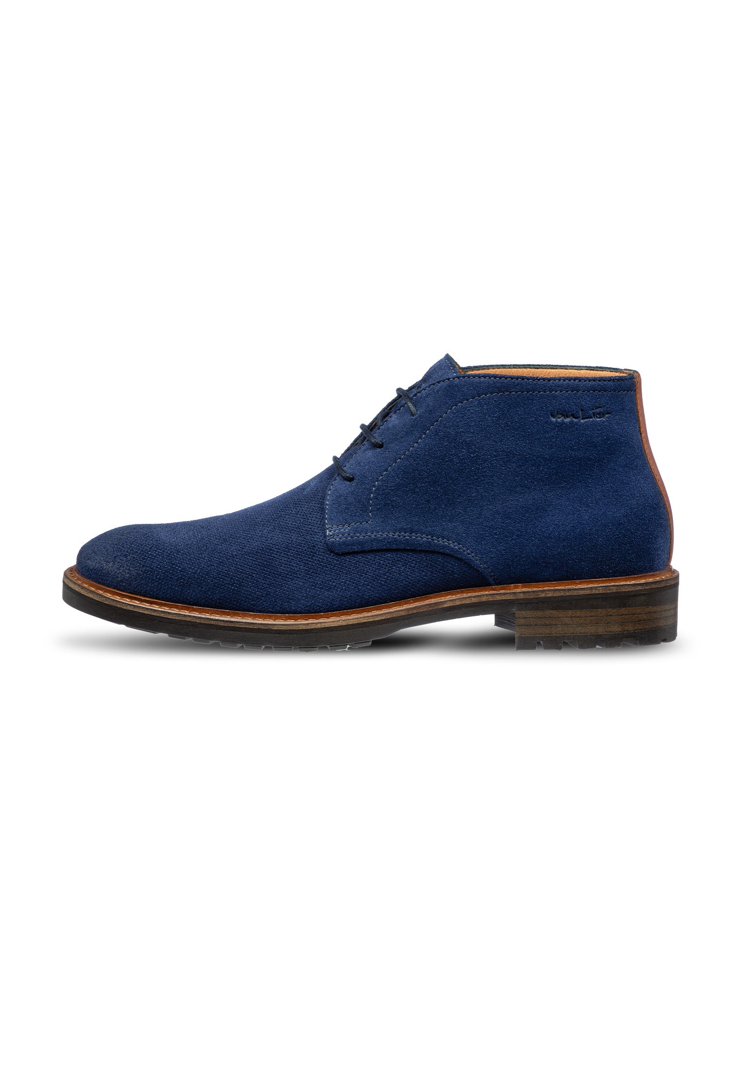 Blauw suède Rigi halfhoge veterschoen