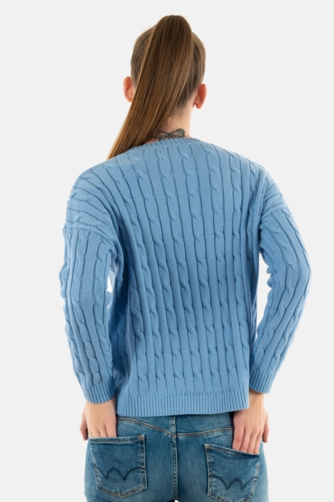 Pull léger superdry vintage dropped shoulder cable 30g pale blue