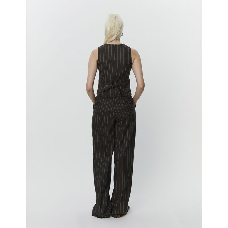 DAY Birger et Mikkelsen Enzo - Casual Linen Stripe Chocolate brown