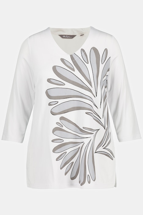 Slinkyshirt, florales Muster, V-Ausschnitt, 3/4Arm