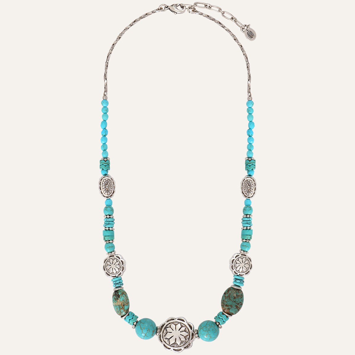 Collier Ethnic - Alliage & howlite turquoise