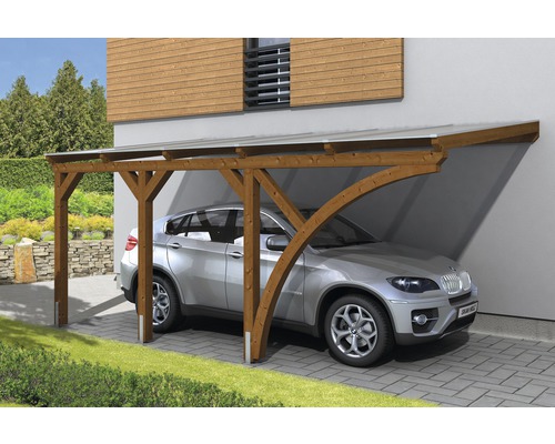 SKAN HOLZ Eifel enkele carport inclusief 1 inrijboog, paalankers 300 x 541 cm notenhout