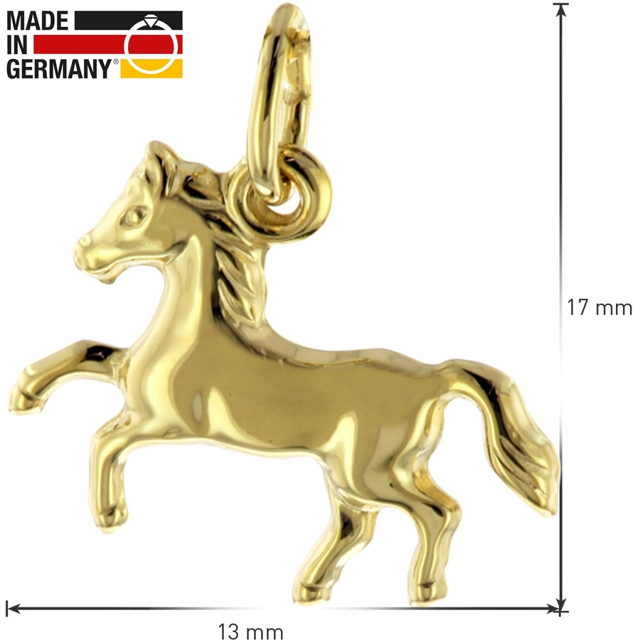 trendor Kinder Pferdchen-Anhänger Gold 3338K + vergoldete Silberkette gold