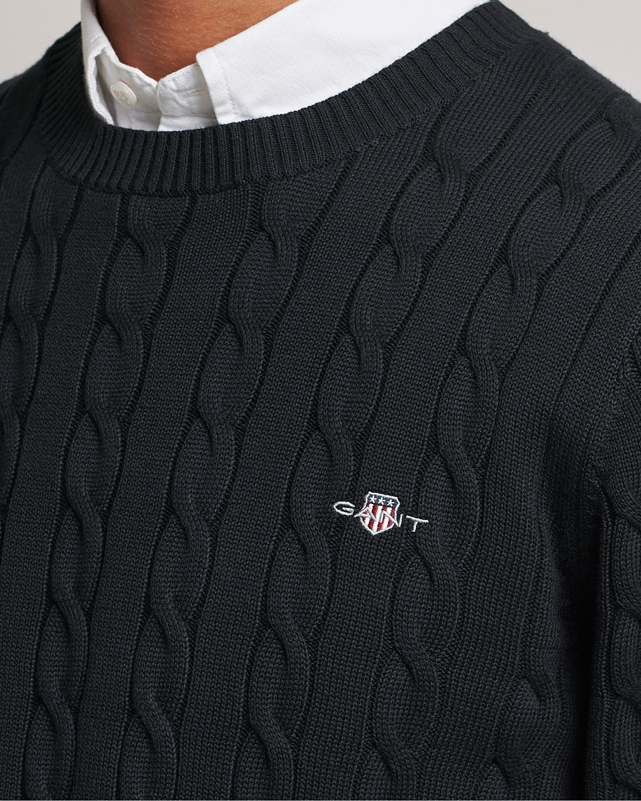 GANT Cotton Cable Crew Neck Black