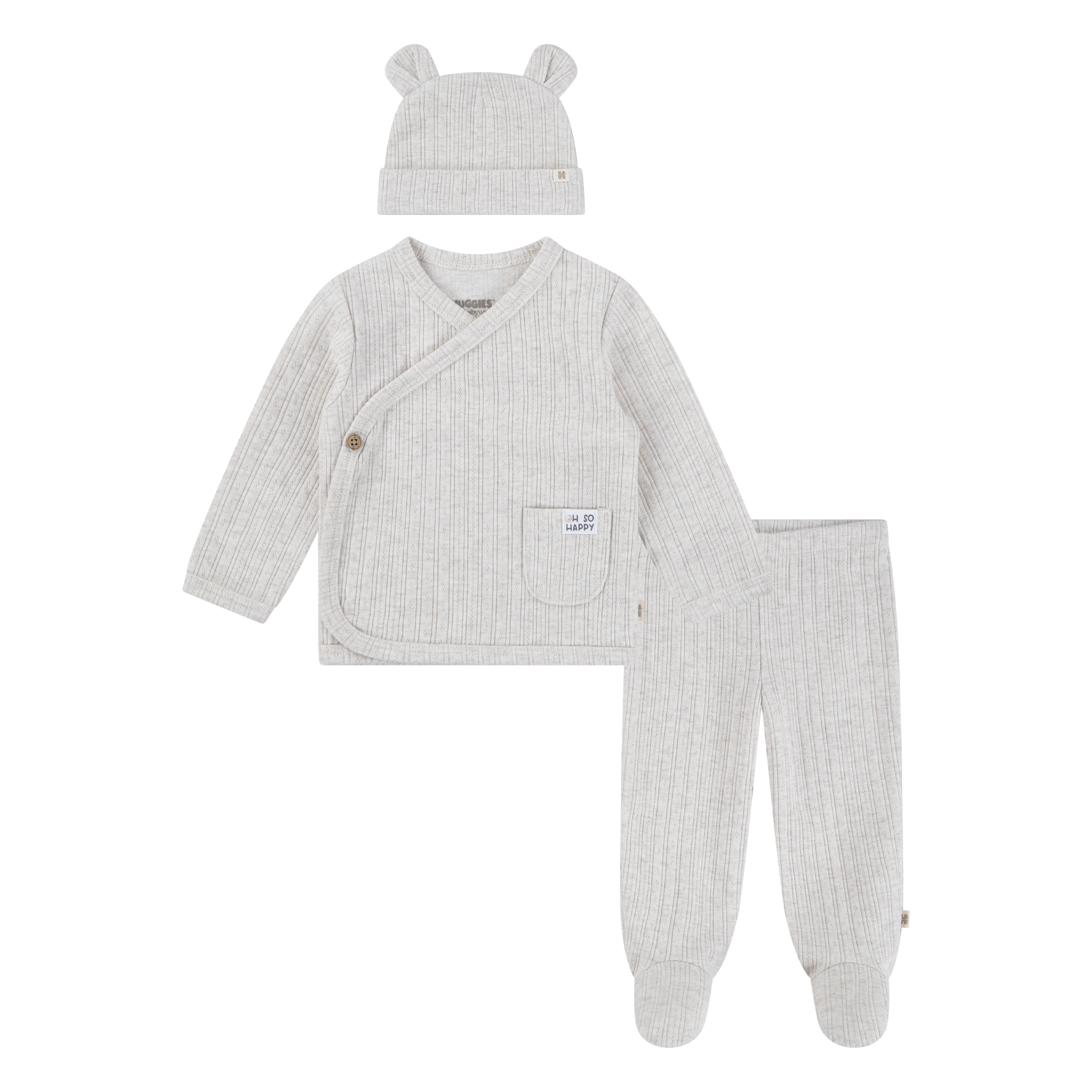 HUGGIES babywear Langarmshirt & Hose, 3 Stk. mit Rippstruktur
