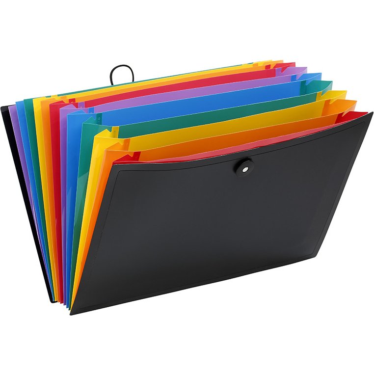 Valise trieur RAINBOW 12 compartiments, en polypro 10/10e, noir intérieur multicolore