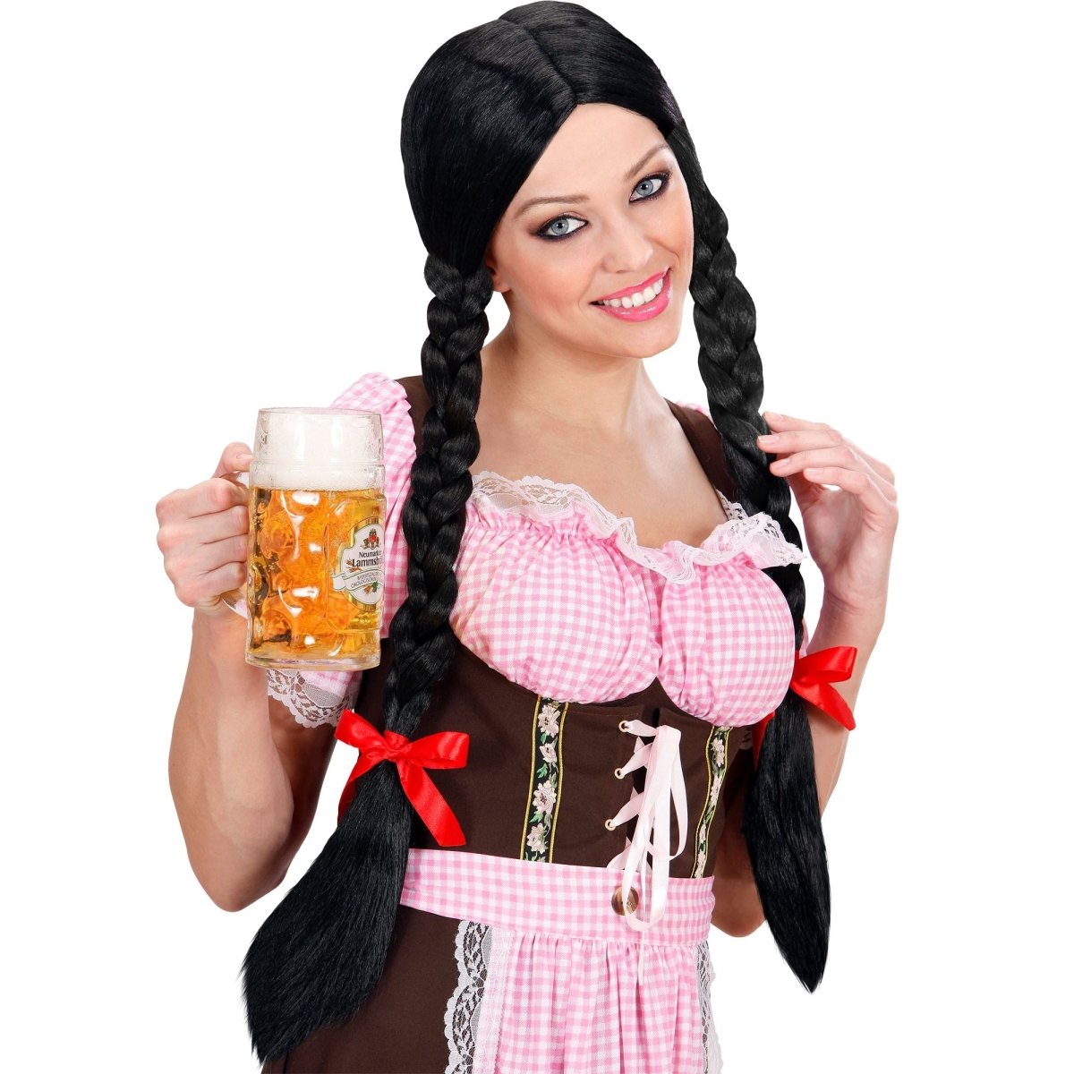 Oktoberfest Pruik Zwart Vlechten