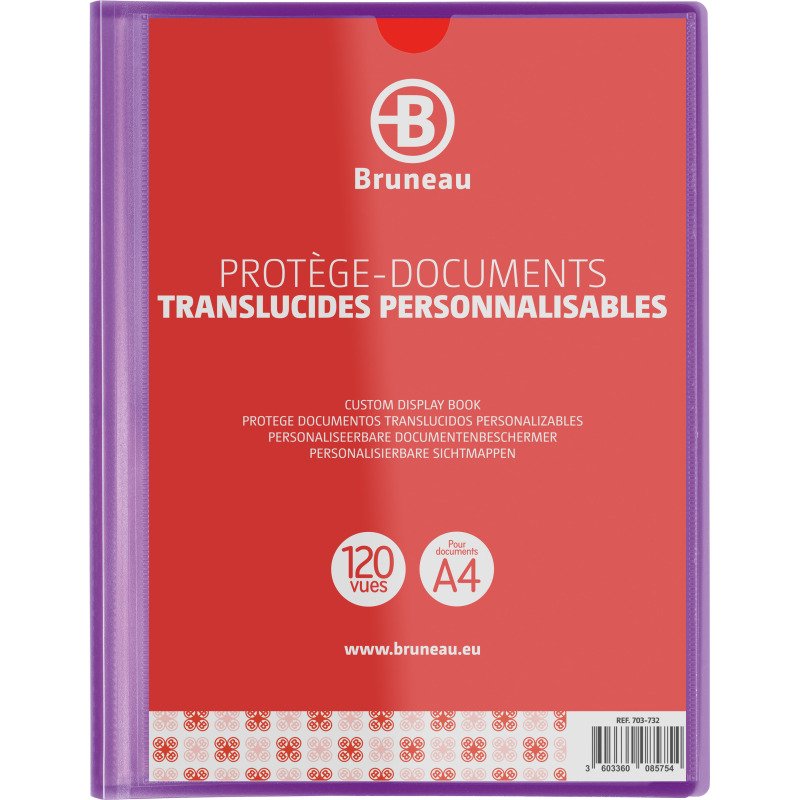 Protège-documents Bruneau polypropylène translucide personnalisable A4 60 pochettes - 120 vues