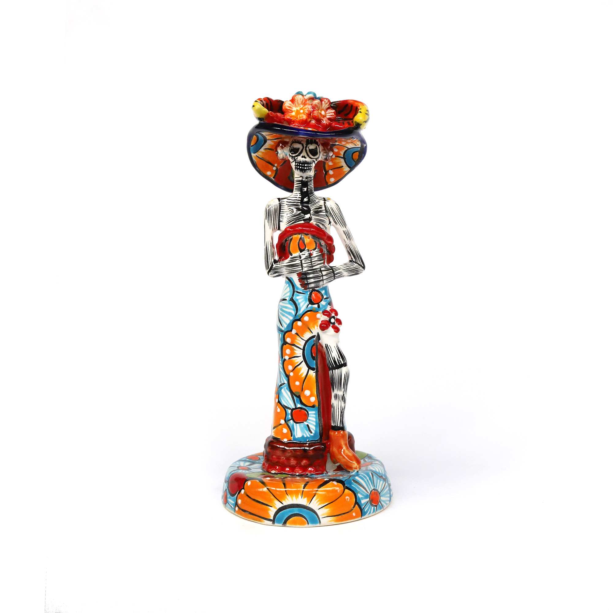 Keramikfigur 'Skelettdame', multicolor, H 22 cm, Ø 9 cm von fischer's lagerhaus