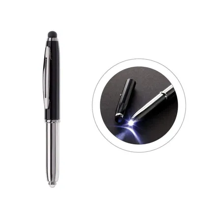 cuurts Touchpen Kugelschreiber mit LED Licht, silberschwarz