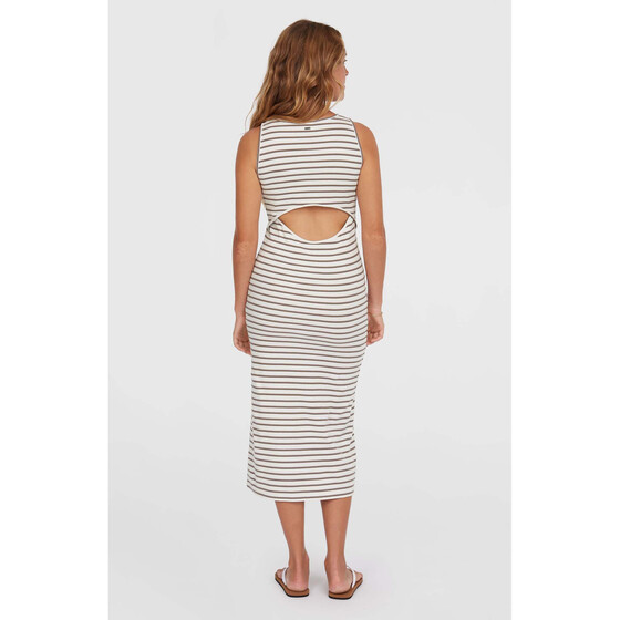 O'Neill Jess Midi Rib Dress White Yarn Dye Stripe Damen SU25