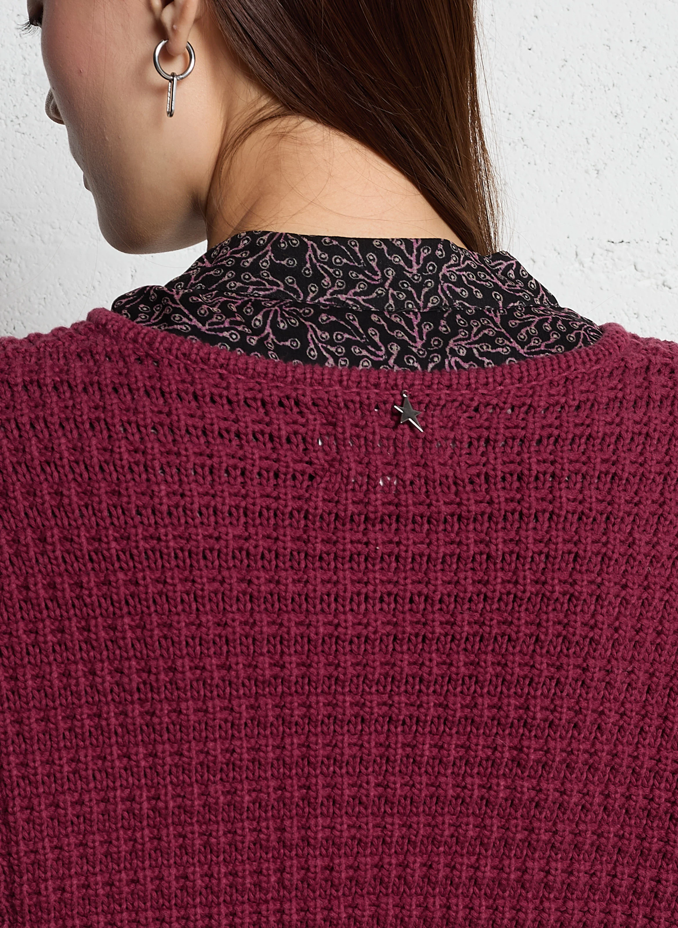 GILARY - Gilet droit à boutons bijoux en coton mélangé | Violet
