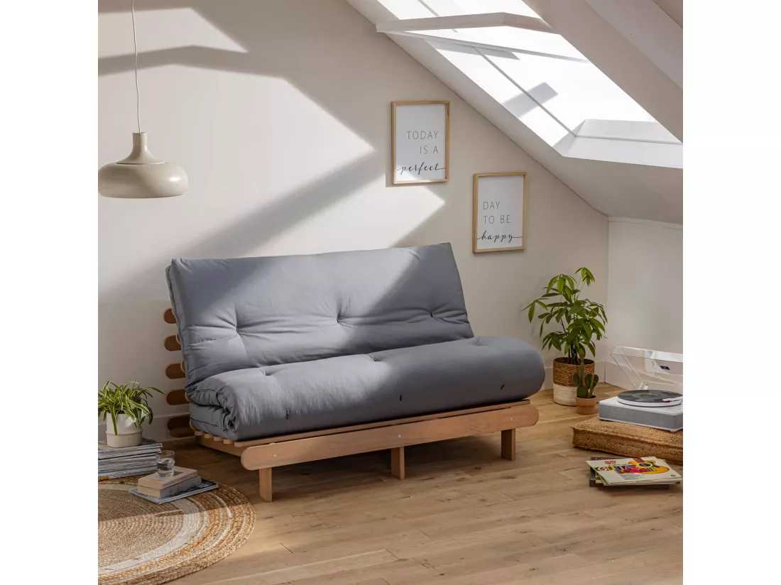 Matelas futon coeur en mousse à mémoire de forme, gris clair 90x190