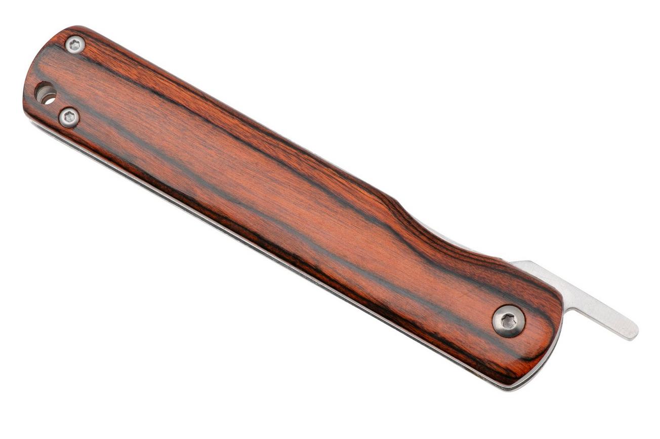 Higonokami zakmes 8 cm HIGOLNRBR Linerlock Mahogany, gelamineerd staal