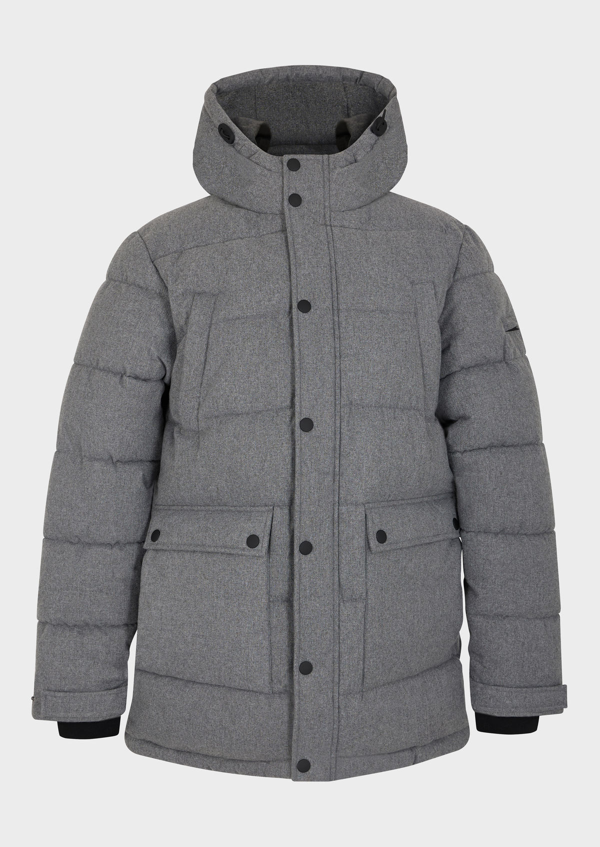 Parka matelassée unie grise à capuche