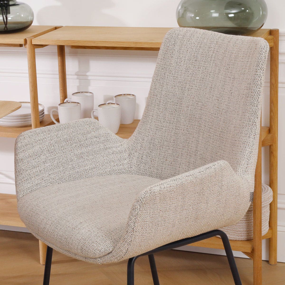 Nolon Nino-Eef Barkruk Beige GemÃªleerd - met Armleuning - Zwart - 75