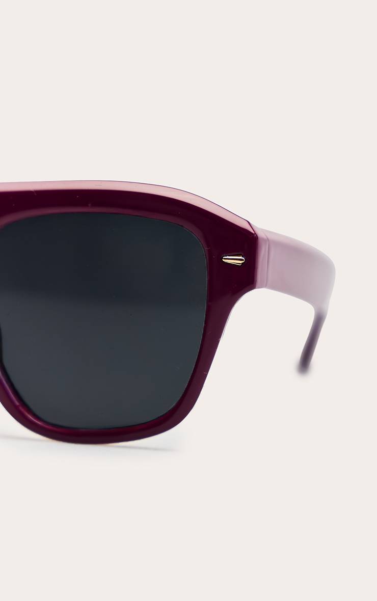 Rouge Bordeaux Lunettes De Soleil Carrées Surdimensionnées