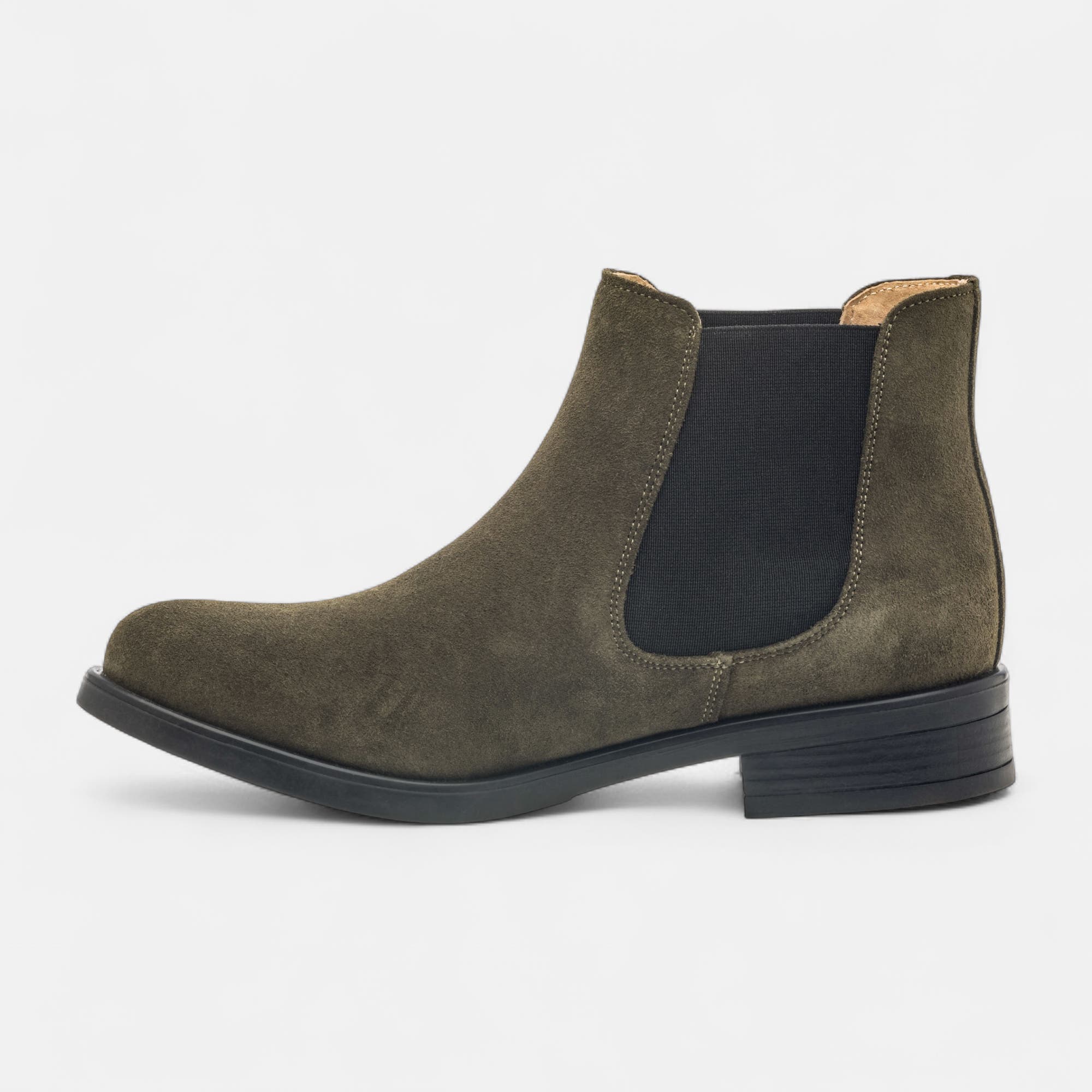 Boots chelsea Femme en cuir kaki