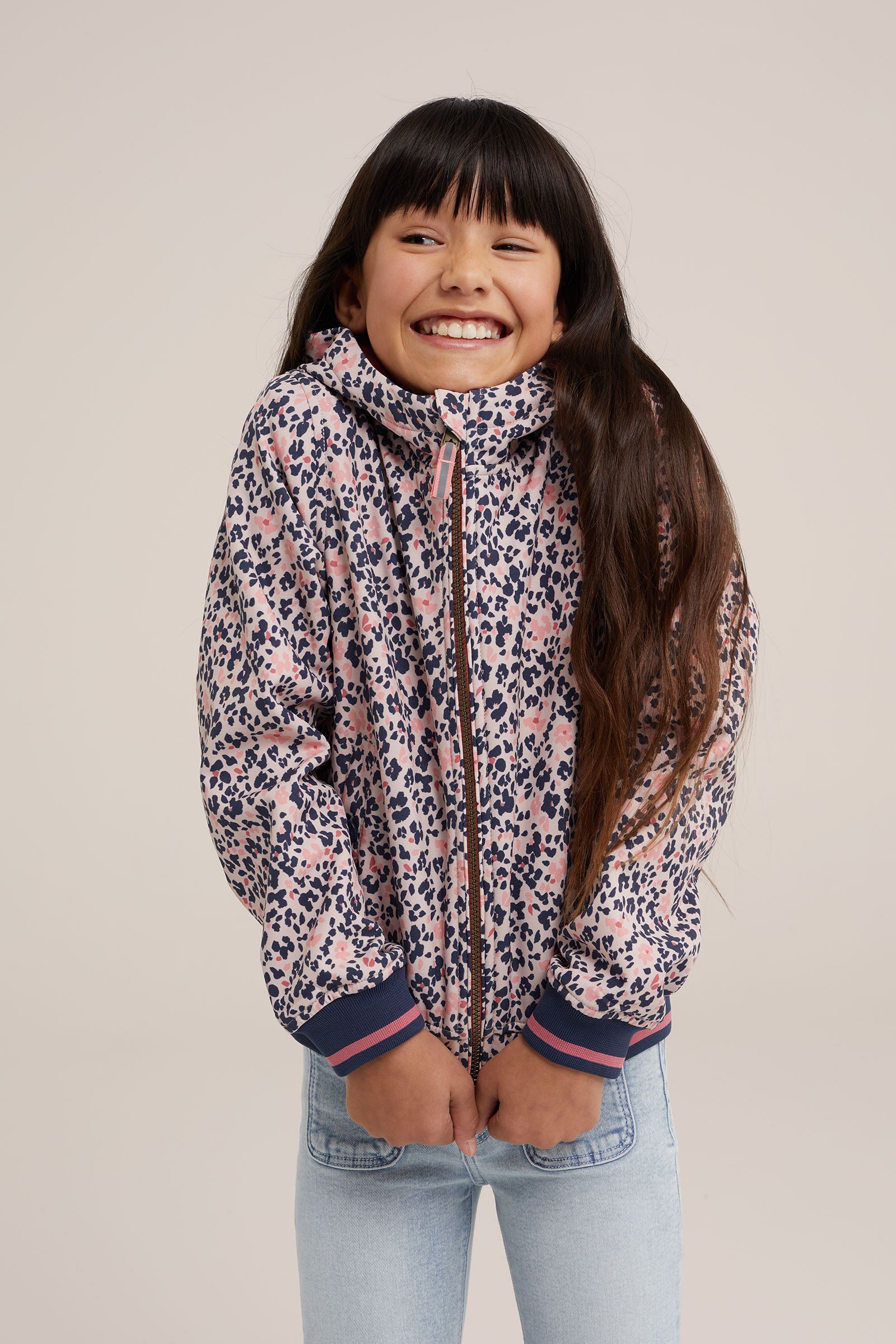 Meisjes softshell jas met dessin WE Fashion Lichtroze
