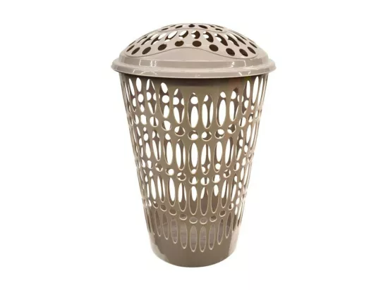Panier à linge ajouré - Taupe - 70L - D 43,5 x H 66 cm