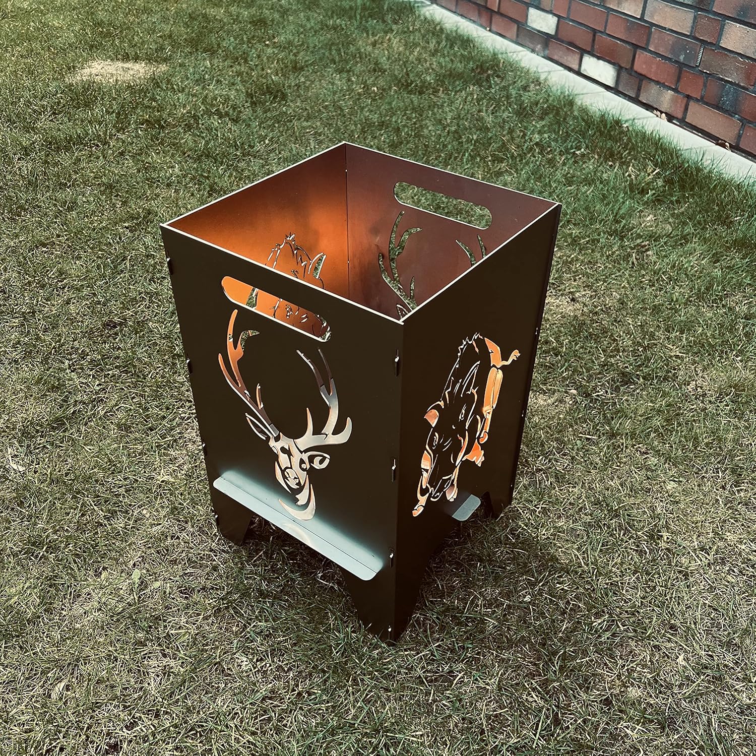 Feuertonne (50cm) Mit Motiv (50cm Hirsch & Wildschwein)