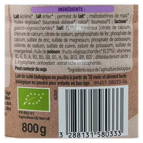 Leite Infantil Orgânico Babybio Optima Growth 3ª Etapa 800g