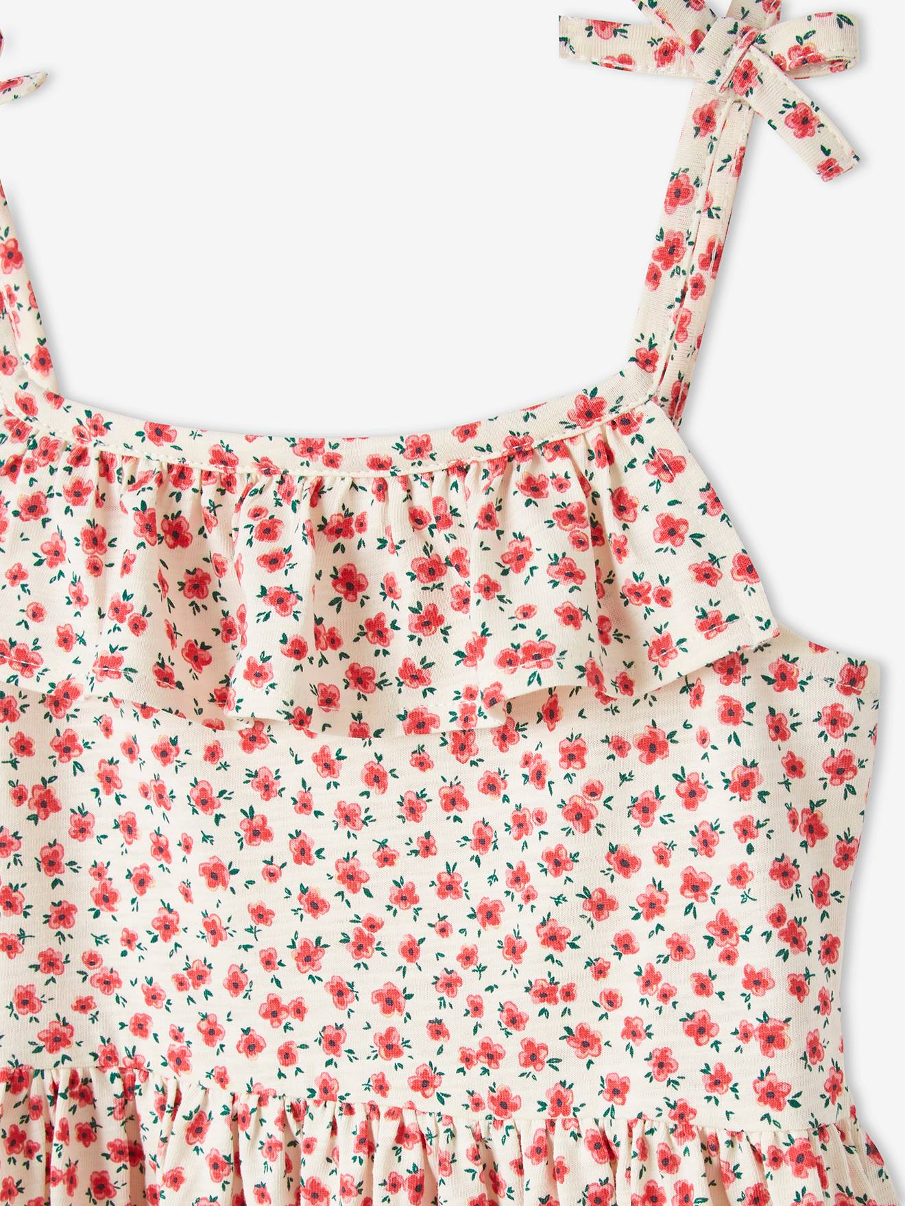 Conjunto com 2 vestidos de alças, 1 estampado + 1 liso, para meninas, azul médio, bicolor/multicolorido.