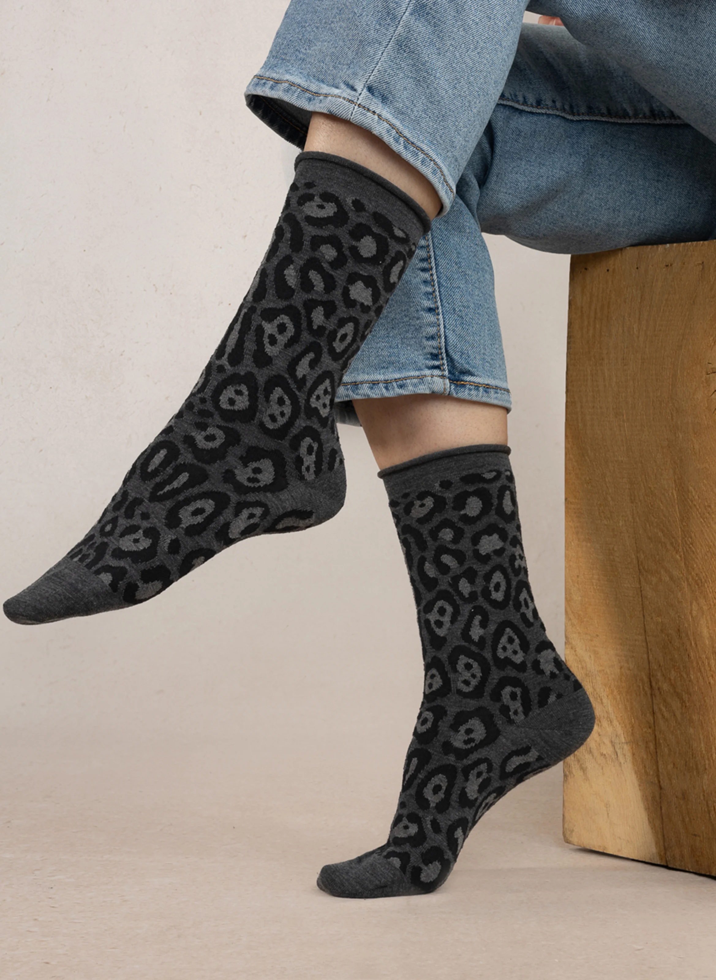 Chaussettes en laine mélangée| Gris
