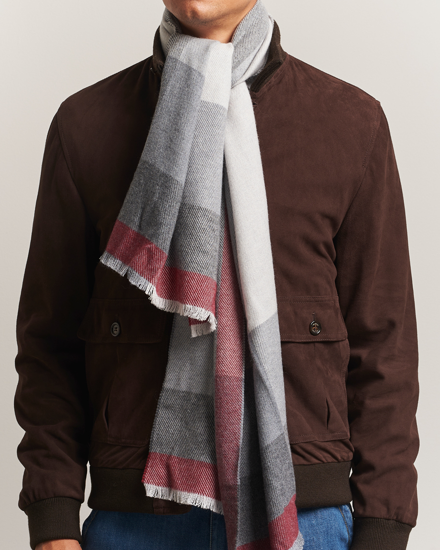 Brunello Cucinelli Wool/Cashmere Scarf Grey/Burgundy