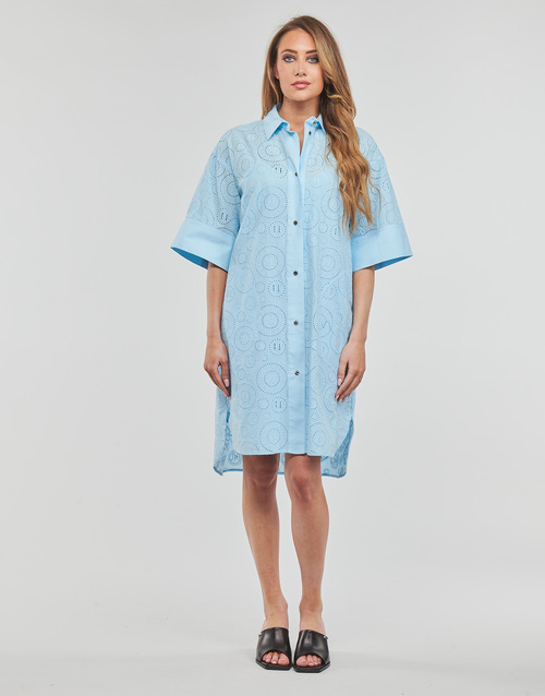 Karl Lagerfeld - BRODERIE ANGLAISE SHIRTDRESS Azul / Celeste