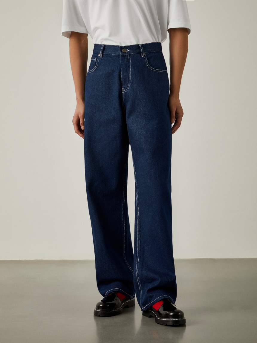 Calças denim loose fit Lion x Paatiff