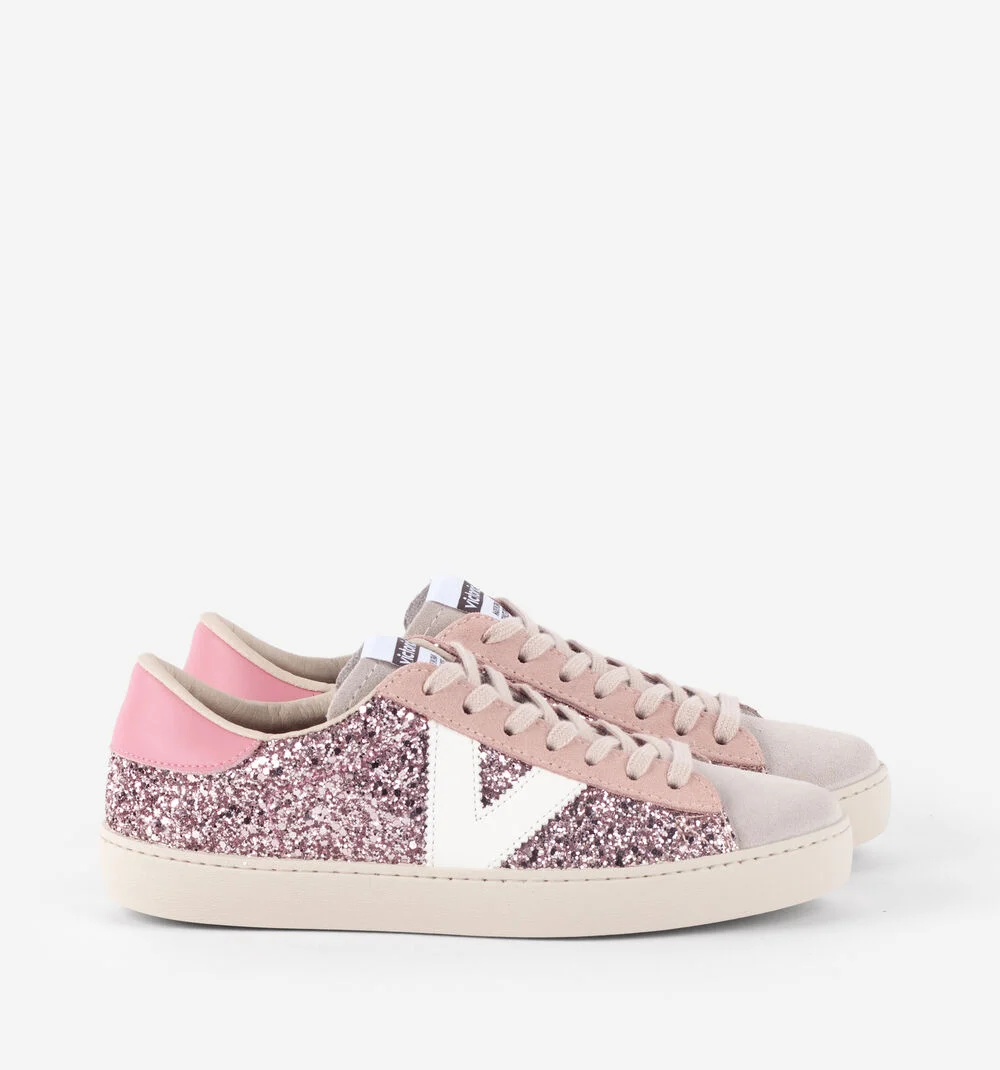 BERLÍN GLITTER Baskets glitter pour femme ROSA