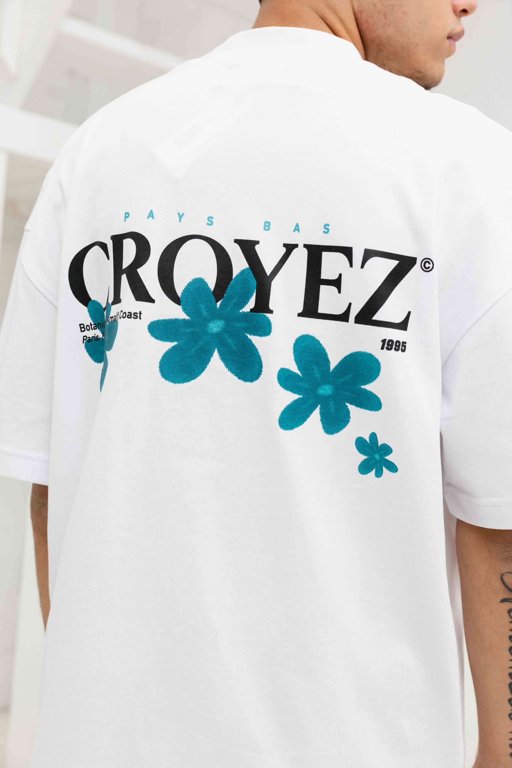Croyez Botanique T-Shirt Heren Wit/Blauw