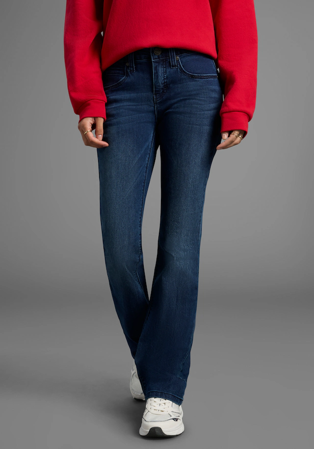 Arizona Bootcut-Jeans »Shaping«, bootcut,  Kontrastnähte,  Used-Look-Waschung,  niedrige Leibhöhe