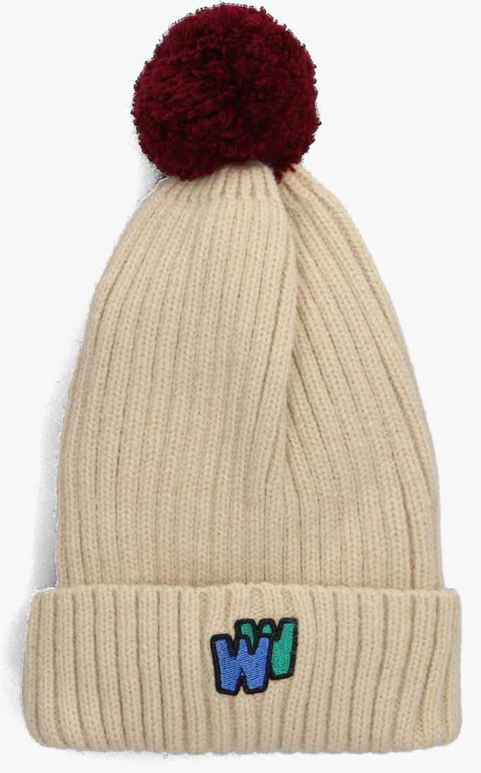 WANDER & WONDER creme wander & wonder muts pom pom beanie