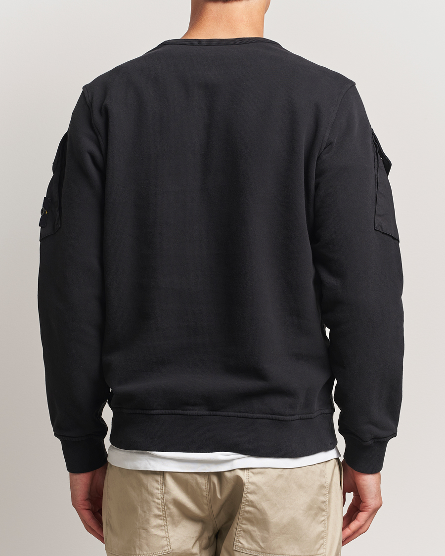 Stone Island Organic Cotton Fleece Arm Pocket Sweatshirt Black