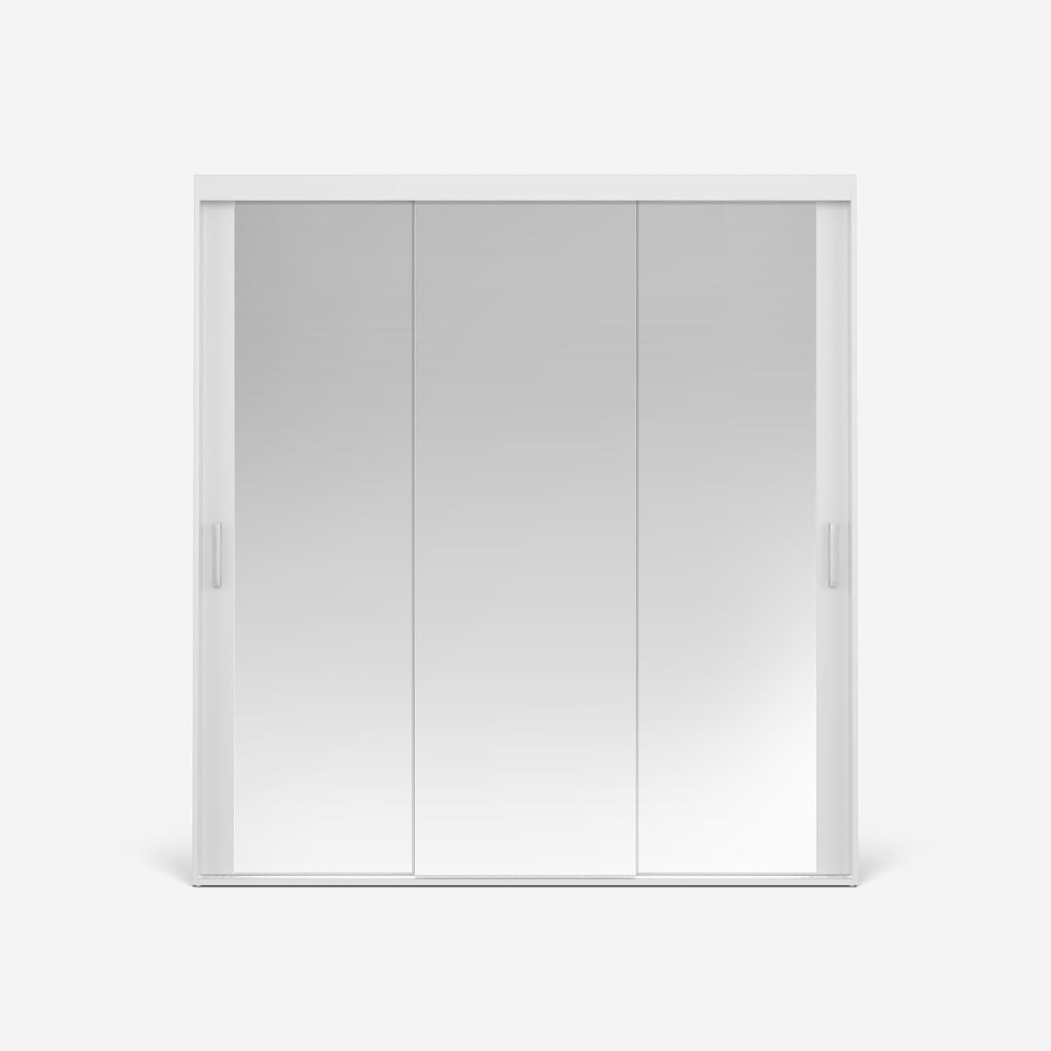 VIKK - Kleiderschrank - Garderobenschrank Groß mit Spiegel - 220x60x225cm - Schrank mit Schiebetüren, 2 Kleiderstangen, Schrank nach Bestelleingang gefertigt, FLA Weiß, Innenausstattung MAX