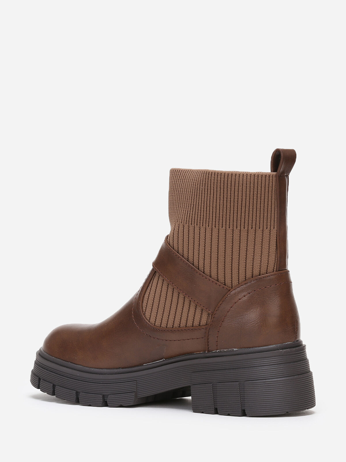 Bottines chaussettes à boucle- Marron