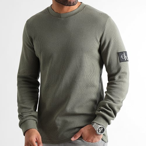 Sweat Crewneck Monogram Badge Waffle 3485 Gris