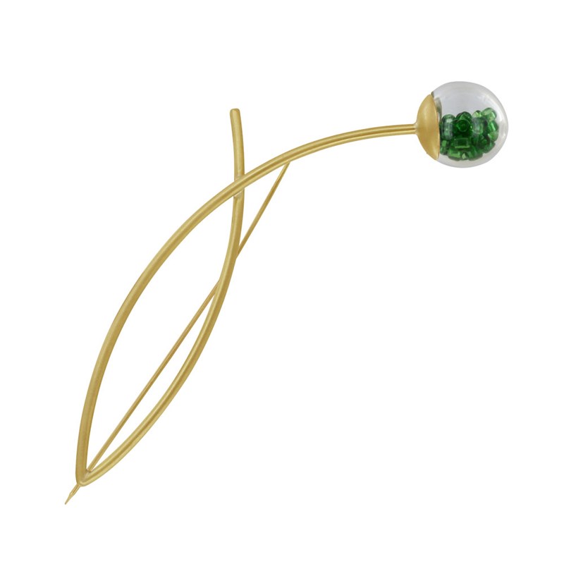 Broche Double Tiges Laiton Bulle Pâte de Verre