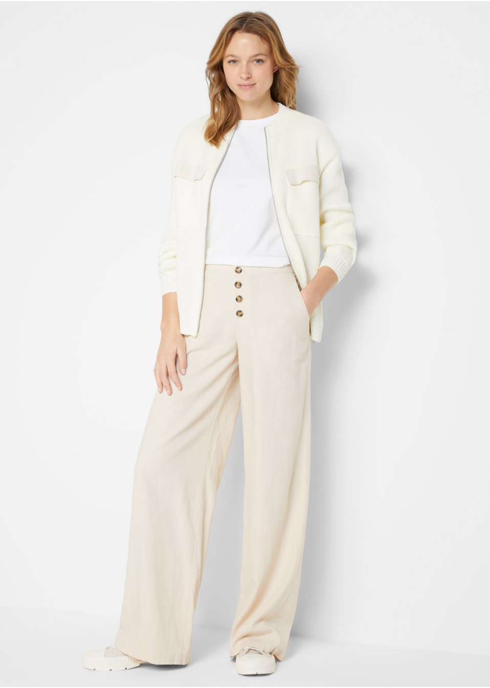 Pantalon palazzo en lin majoritaire